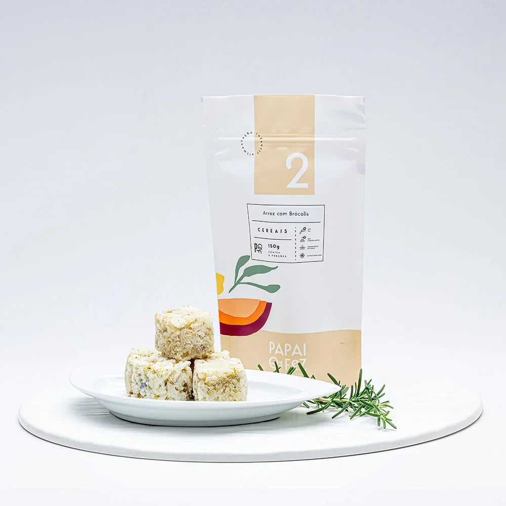 Arroz com Brocolis Cubos 150g Papai Que Fez